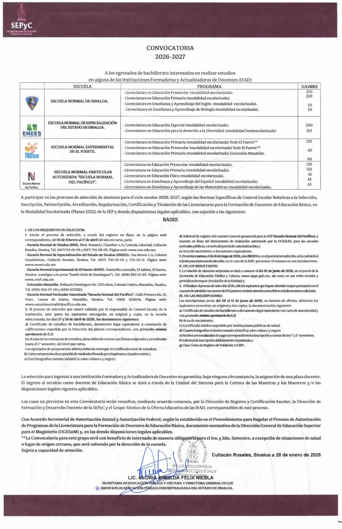 Convocatoria 2026-2027